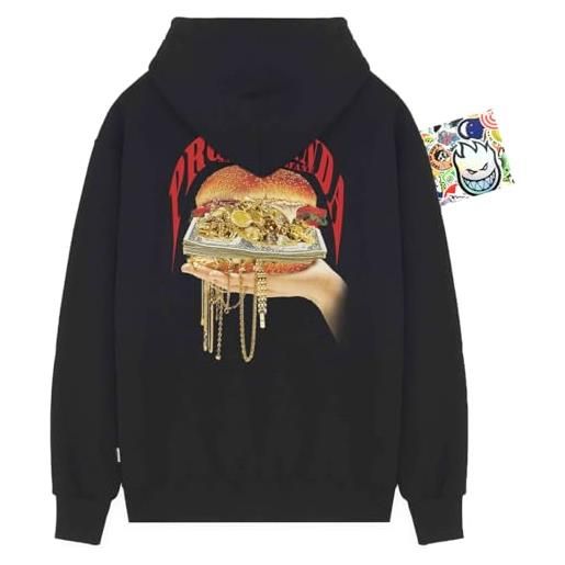 PROPAGANDA felpa con cappuccio uomo juicy hoodie limited edition fw2025 e 20 stickers originale (it, testo, l, regular, regular, nero + 20 stickers)