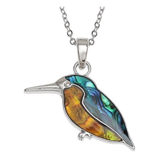 Kiara Jewellery - Collana con ciondolo a forma di bradipo intarsiato con conchiglia di abalone di paua verdastro, 45,7 cm