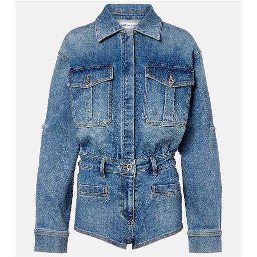 Self-Portrait jumpsuit corta di jeans