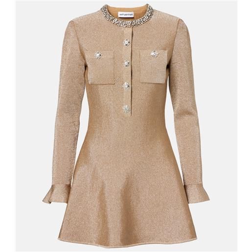 Self-Portrait abito corto con lamã© e cristalli