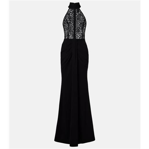 Rebecca Vallance abito lungo dixie in pizzo e taffetã