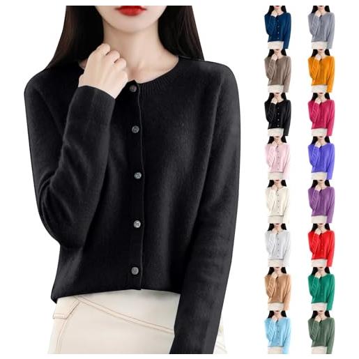 Generic cardigan da donna, elegante, a maniche lunghe, maglione elasticizzato, con bottoni, tinta unita, per il tempo libero, morbido, per adolescenti, ragazze, celeste. , s
