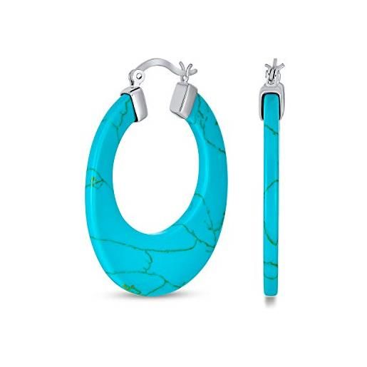 Aneneiceera Boho Orecchini A Cerchio Argento E Blu Piccoli, Per Donne E Ragazze