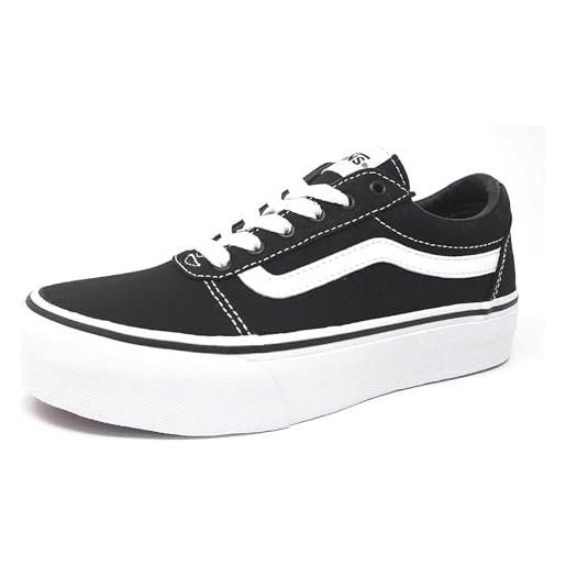 Vans ward platform, scarpe da ginnastica, bambine e ragazze, (canvas) black/white, 34 eu