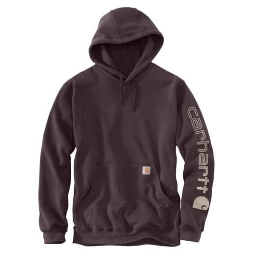 Carhartt loose fit midweight logo sleeve graphic sweatshirt, felpa con cappuccio uomo, grigio heather/nero, xxl