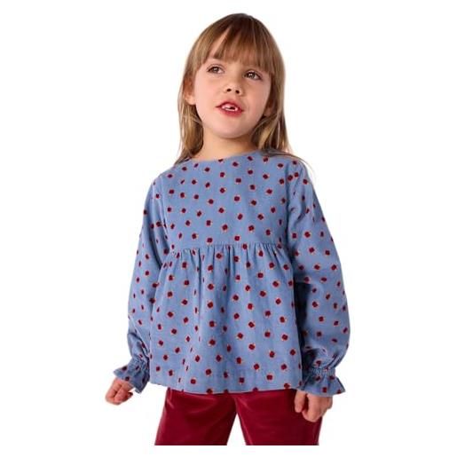 Petit Bateau blusa per bambini in velluto a manica, adriatic/multico, 3 anni
