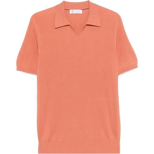 Brunello Cucinelli t-shirt con scollo a v - arancione