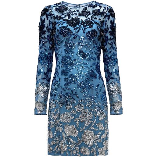 Jenny Packham abito corto jazz con motivo a fiori e paillettes - blu