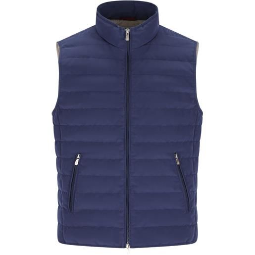 Brunello Cucinelli gilet trapuntato a collo alto - blu