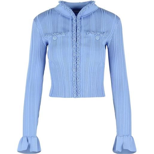 Self-Portrait cardigan con maniche svasate - blu