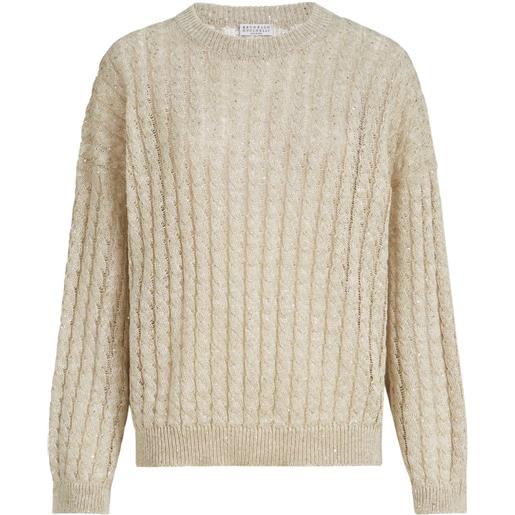 Brunello Cucinelli maglione con lavorazione intrecciata - toni neutri