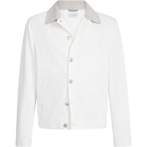 Brunello Cucinelli giacca denim con bottoni - bianco
