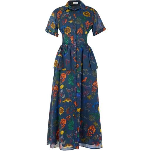 Rosie Assoulin abito midi boogie woogie bugle boy a fiori - blu