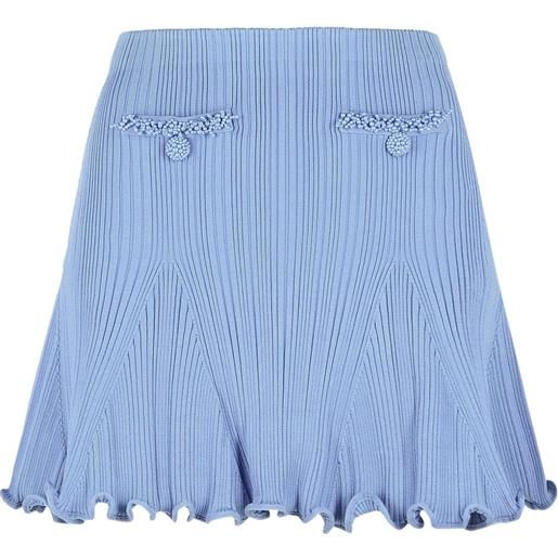 Self-Portrait minigonna con orlo svasato - blu