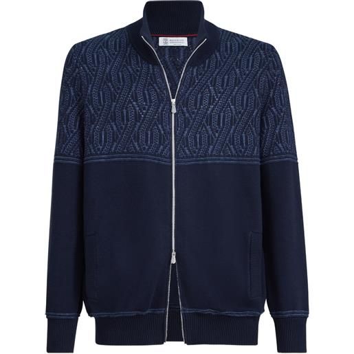 Brunello Cucinelli cardigan con effetto jacquard - blu