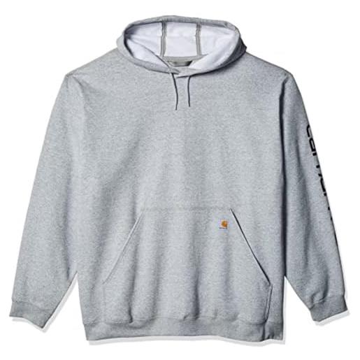 Carhartt loose fit midweight logo sleeve graphic sweatshirt, felpa con cappuccio uomo, grigio (carbon heather), xs