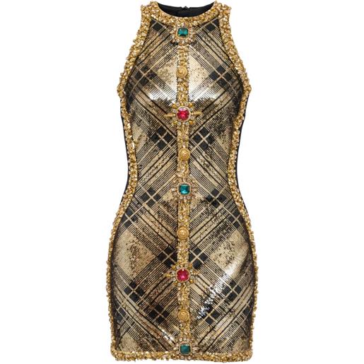 Balmain abito smanicato con decorazione - oro