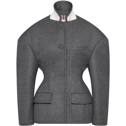 Thom Browne giacca in flanella di lana - grigio