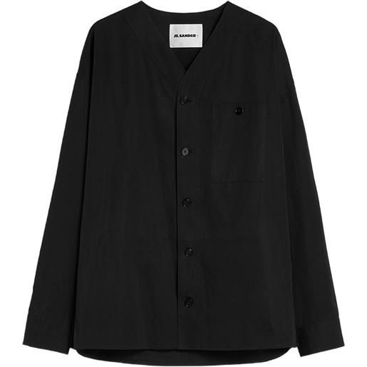 Jil Sander camicia con scollo a v - nero