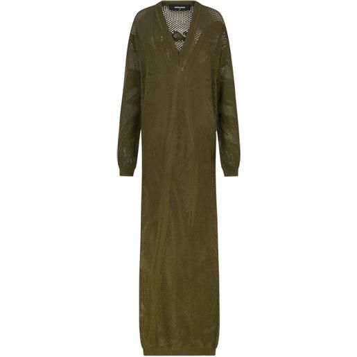 DSQUARED2 abito lungo in maglia traforata - verde