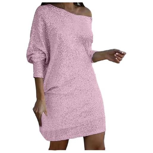 MJGkhiy abito corto paillettes donna elegante abito da cerimonia curvy verde vestito natalizio scollo a v abito per capodanno oro maniche lunghe vestiti da sposa festa nero vestito da sera