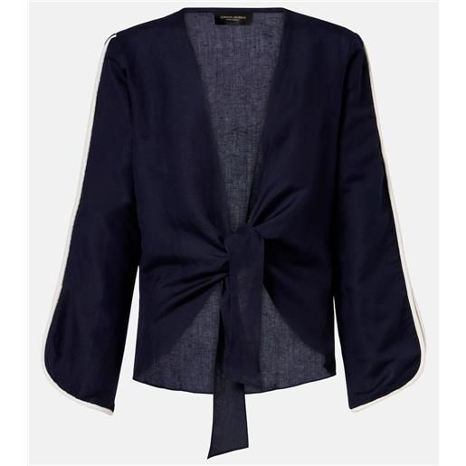 Adriana Degreas top bicolor in misto lino