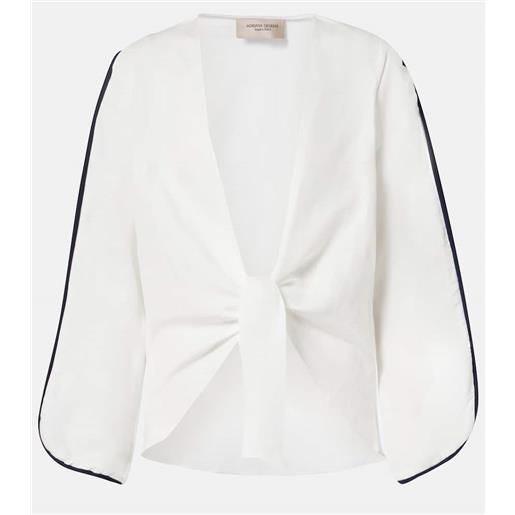 Adriana Degreas top bicolor in misto lino