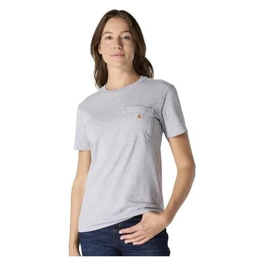 Carhartt, pocket t-shirt k87, loose fit, manica corta donna, blu navy, xl