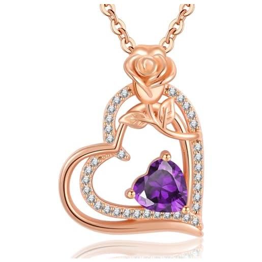 Collana Donna Con Ciondolo Cuore, Fiore E Farfalla - In Lega Di Zinco, Regalo Romantico Per Mamma E Fidanzata - 2