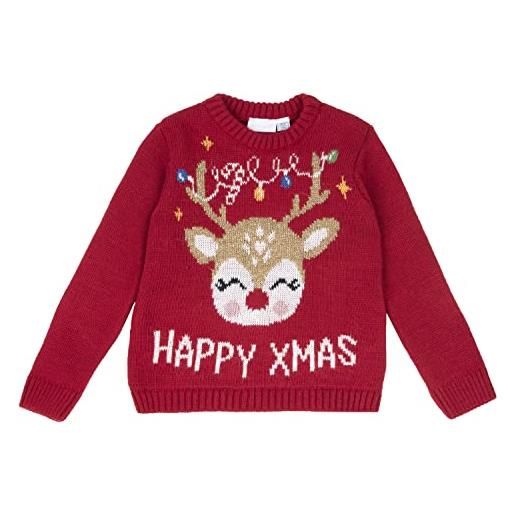 Chicco maglione natale neonata 18 mesi - 86 cm color rosso con renna glitter e merry christmas