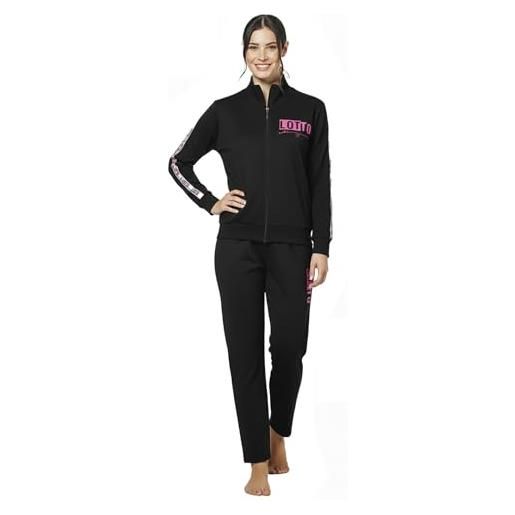 Lotto tuta donna in felpa di cotone pesante - tuta donna invernale aperta con zip intera - tuta donna completa - tuta donna cotone felpato (it, testo, m, la6076 nero)