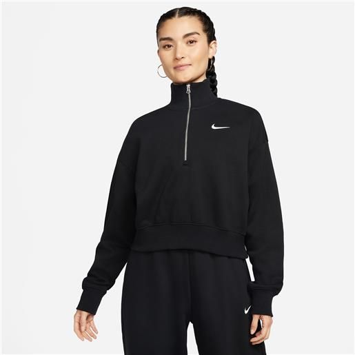 Nike felpa corta con zip a 1/4 Nike phoenix fleece - donna - nero
