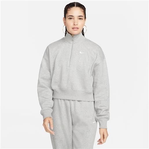 Nike felpa corta con zip a 1/4 Nike phoenix fleece - donna - grigio