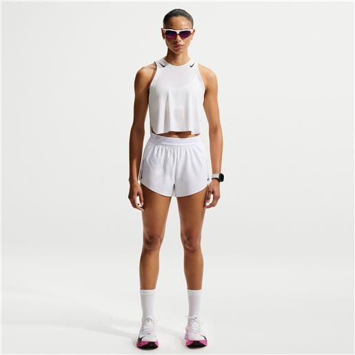 Nike shorts da running a vita media con slip foderati 8 cm dri-fit adv Nike aero. Swift - donna - bianco