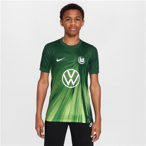 Nike maglia da calcio replica a manica corta youth Nike dri-fit vfl wolfsburg 2025/2026 stadium - home - verde