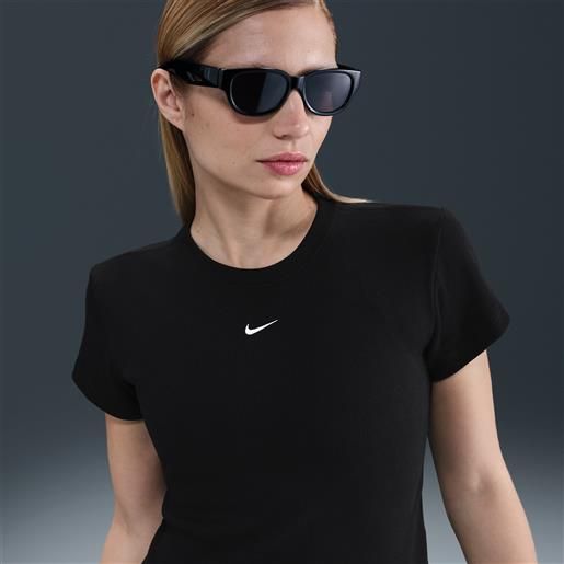 Nike t-shirt aderente a costine a manica corta Nike - donna - nero