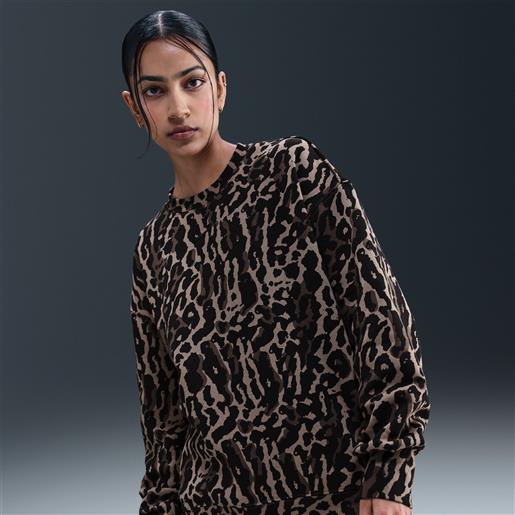 Nike felpa a girocollo oversize con stampa Nike phoenix fleece - donna - nero