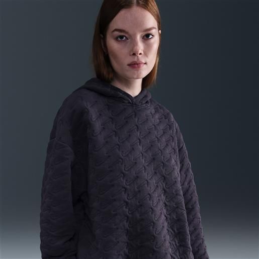 Nike felpa pullover ampia in jacquard con cappuccio Nike phoenix fleece - donna - viola