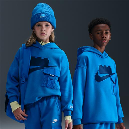Nike felpa pullover oversize con cappuccio collezione Nike x lego® - ragazzo/a - blu