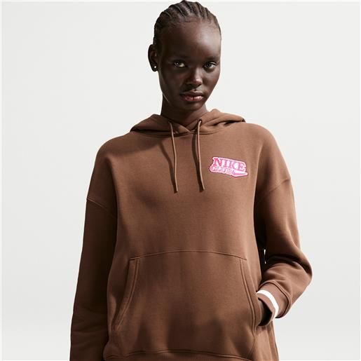 Nike felpa pullover oversize con cappuccio Nike phoenix fleece - donna - marrone