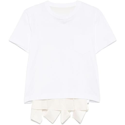 sacai t-shirt con design a strati - bianco
