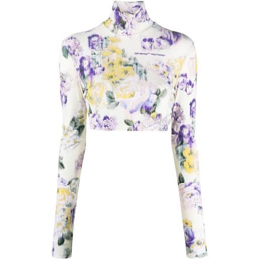 Off-White top a fiori corto - verde