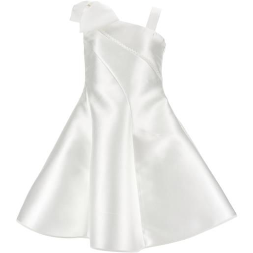 Monnalisa abito monospalla con fiocco - bianco