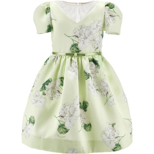 Monnalisa abito a fiori con cintura - verde