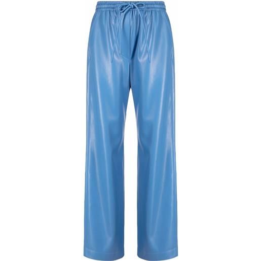 Nanushka pantaloni in pelle sintetica con coulisse - blu