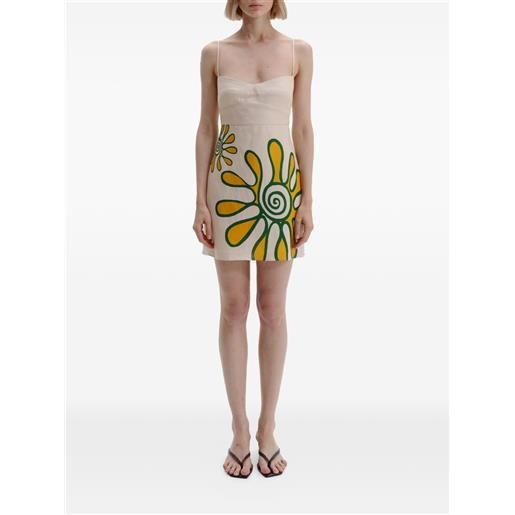 Cala de la Cruz abito corto lucca a fiori - toni neutri