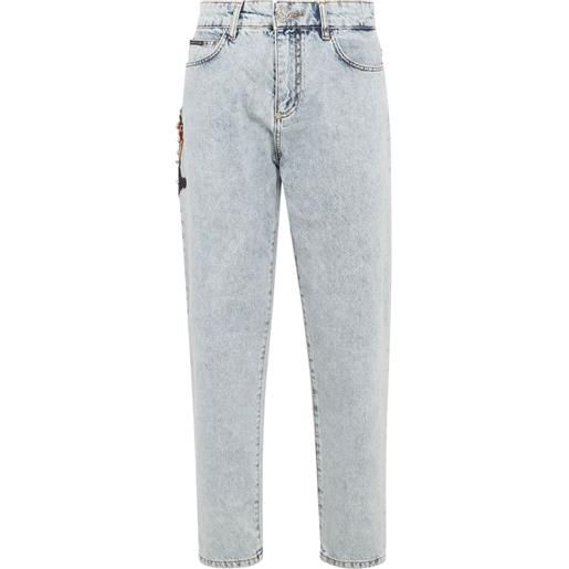 Philipp Plein jeans affusolati con applicazione - blu