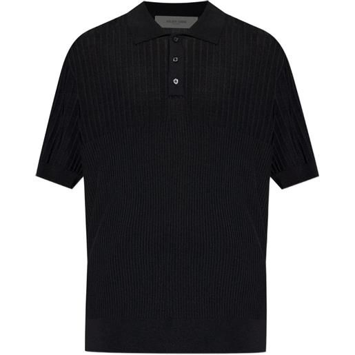 Golden Goose polo a coste con bottoni - nero
