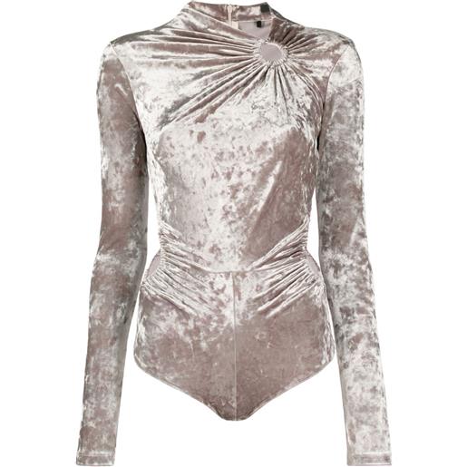 ISABEL MARANT body a maniche lunghe con arricciatura - grigio