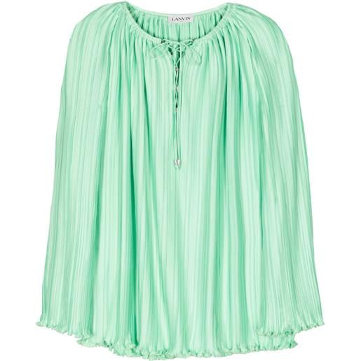 Lanvin blusa plissettata con nodo - verde